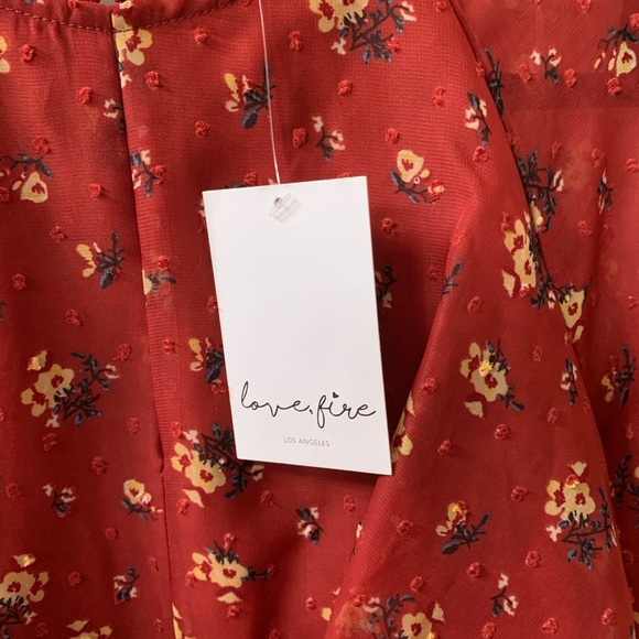 Fire,Love short sleeve floral dress. Rust color. - Picture 2 of 6